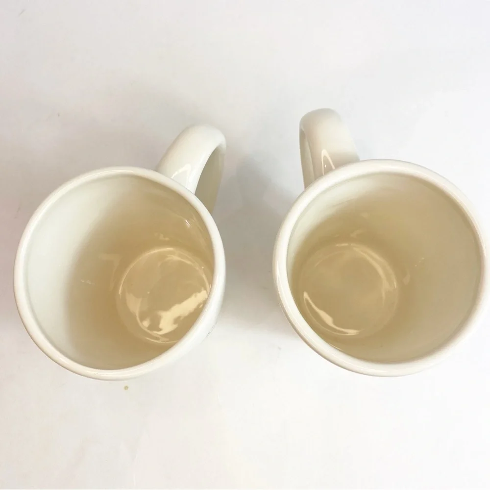 Retired Williams Sonoma Snowman Skiing Mugs~Set of 2 Christmas Winter Holiday